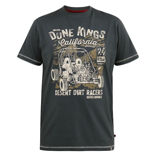 D555 Bennett Dune Kings Buggy bedrucktes T-Shirt mit Rundhalsausschnitt Khaki